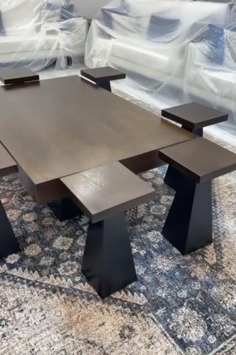 طقم طاولة خدمة وسط مع 4خدمه