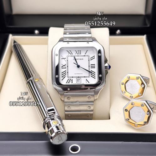 طقم كارتير الفاخر : ساعة وقلم وكبك Cartier