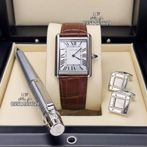 طقم كارتير الفاخر : ساعة وقلم وكبك Cartier