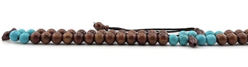 سبحة خشب جوز الكوك مطعمة بالفيروز (8 ملم بلون بني...