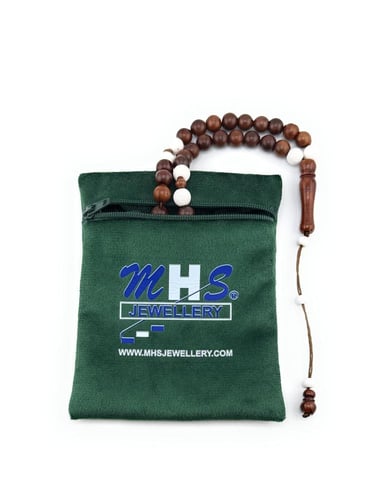 مسبحة خشب جوز الكوك الطبيعي مطعمة بالبكلايت الألما...