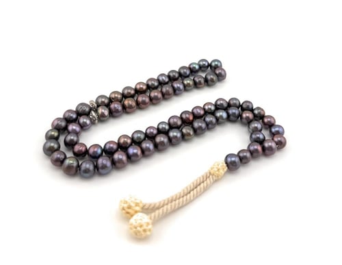 مسبحة اللؤلؤ الاسود الطبيعي