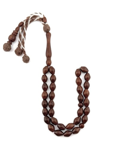 سبحة خشب جوز الكوك الطبيعي البيضاوي لون بني