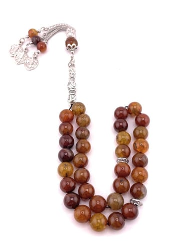 سبحة حجر العقيق البني المشجر