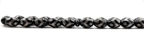 سبحة المرجان الاسود الطبيعي (اليسر) المطعمة بالفضة