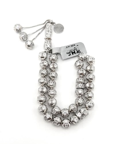 سبحة الفضة مرصعة بحجر الزركون الابيض