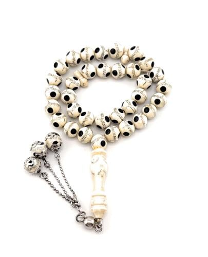 سبحة العاج المطعمة بالفضة