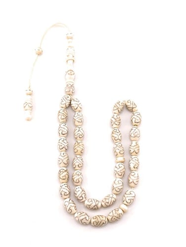 سبحة العاج المطعمة بالفضة النقية