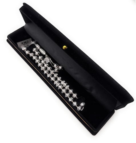 سبحة الفضة مرصعة بحجر الزركون الابيض