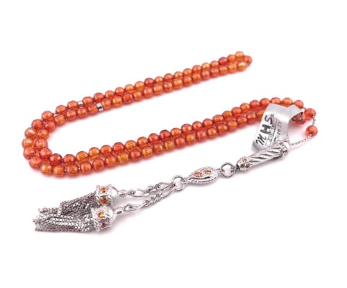 سبحة حجر الزركون البرتقالي