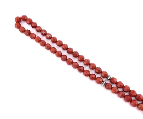 سبحة حجر الجاسبر الاحمر الكريستال