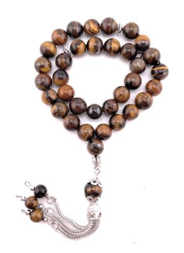 مسبحة من حجر عين النمر (Tiger Eye )