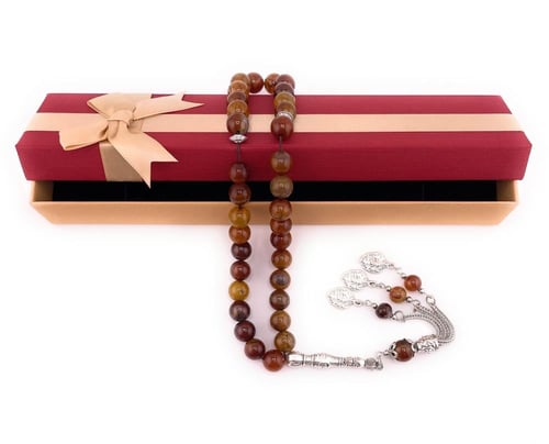 سبحة حجر العقيق البني المشجر