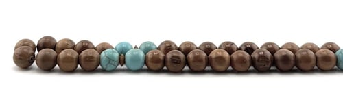 سبحة خشب جوز الكوك الطبيعي المطعم بالفيروز