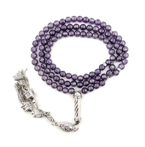 سبحة حجر الزركون البنفسجي الغامق