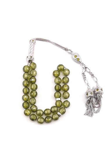 سبحة حجر الزركون الأخضر