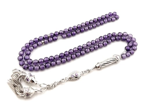 سبحة حجر الزركون البنفسجي الغامق