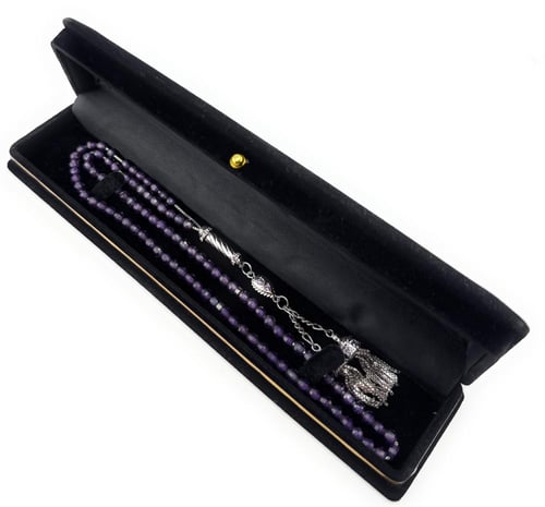 سبحة حجر الزركون البنفسجي الغامق