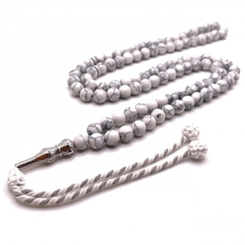 سبحة حجر الهولايت الأبيض