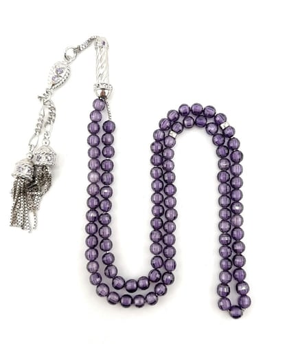 سبحة حجر الزركون البنفسجي الغامق