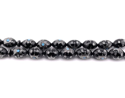 سبحة المرجان الأسود ( اليسر) المطعمة بالفضة النقية...