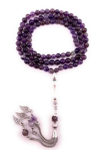سبحة حجر الجمشت البنفسجي (Amethyst )