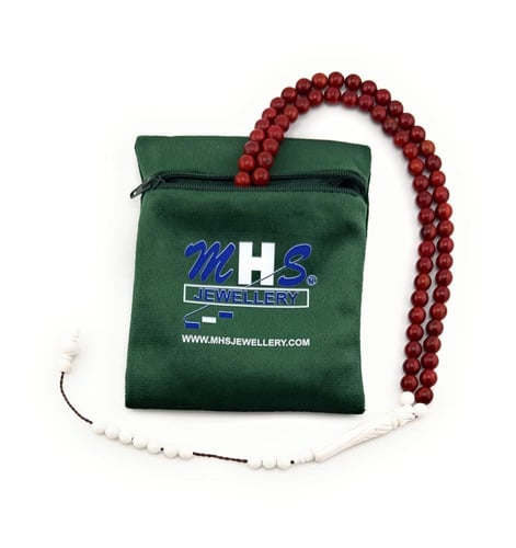 سبحة من خشب جوز الكوك الأحمر مطعمة بالبكلايت الألم...