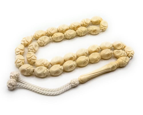 مسبحة العاج المنقوشة يدويا 100%