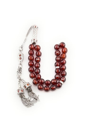 سبحة حجر الزركون الأحمر