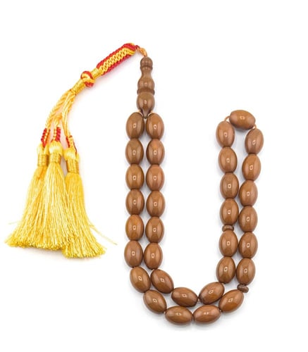 سبحة مسك الغزال(بني فاتح ممزوج بدرجات العسلي)