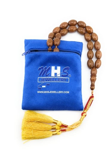 سبحة مسك الغزال(بني فاتح ممزوج بدرجات العسلي)