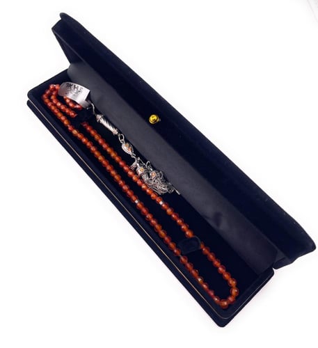 سبحة حجر الزركون البرتقالي