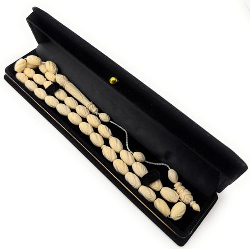 سبحة عاج الفيل الأصلي 100% منقوشة يدويا