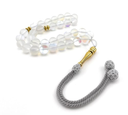 مسبحة حجر العقيق الابيض