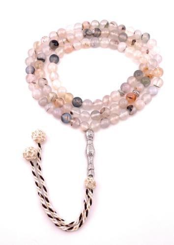 سبحة حجر العقيق الابيض