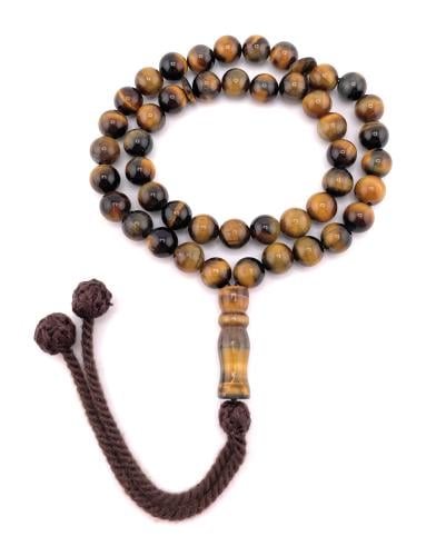 مسبحة حجر عين النمر البني (Brown Tiger Eye)