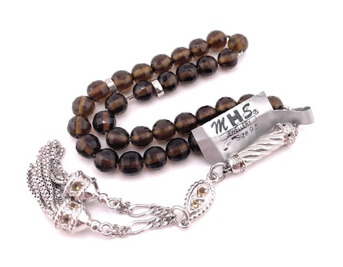 سبحة حجر الزركون البني الغامق