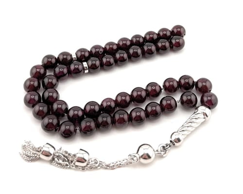 سبحة حجر الجارنيت الطبيعي