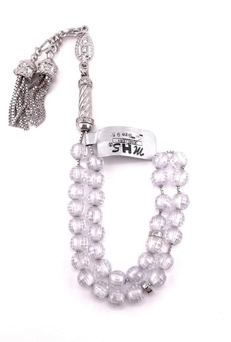 سبحة حجر الزركون الابيض