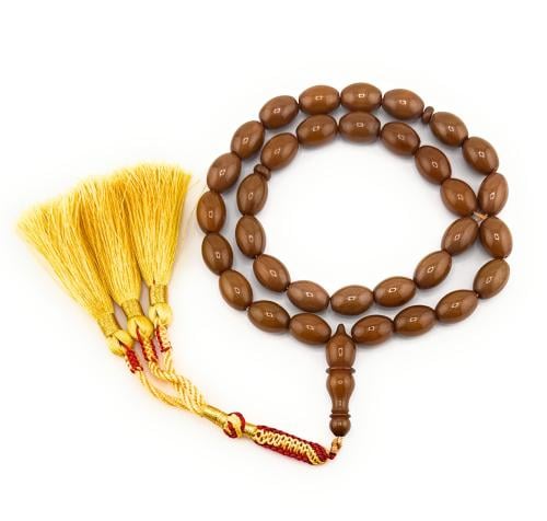 سبحة مسك الغزال(بني فاتح ممزوج بدرجات العسلي)