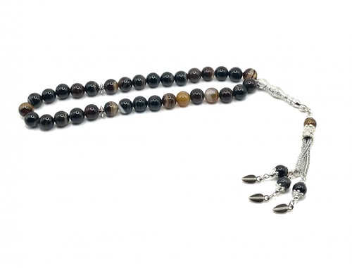 سبحة عقيق سليماني اسود مدرج