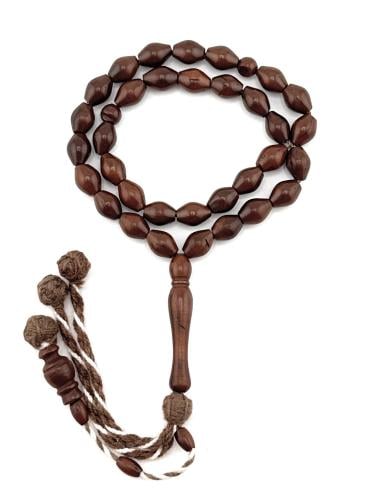 سبحة خشب جوز الكوك الطبيعي البيضاوي لون بني