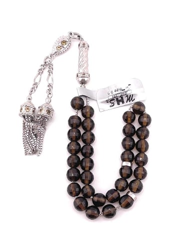 سبحة حجر الزركون البني الغامق