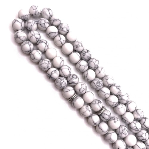 سبحة حجر الهولايت الأبيض