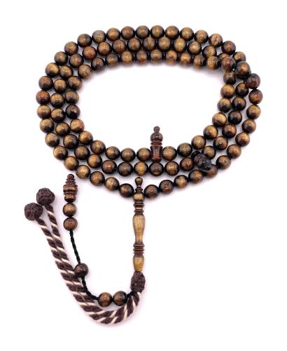 سبحة حجر عين النمر الذهبي