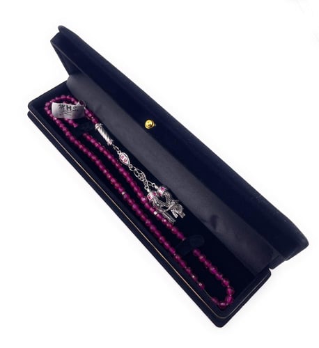 سبحة حجر الزركون الوردي