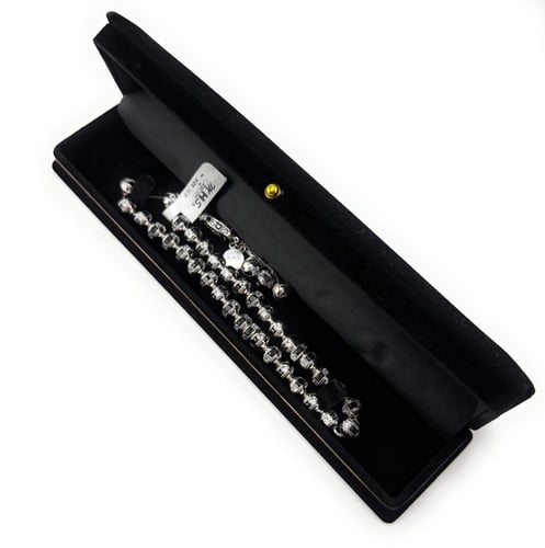 سبحة الفضة المرصعة بالزركون الابيض و الاسود