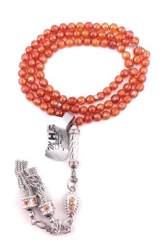 سبحة حجر الزركون البرتقالي