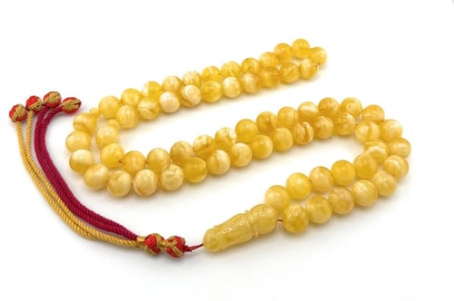 سبحة الكهرمان الكالينقرادي طبيعي 100% خراطة يدوية