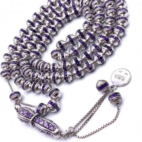 سبحة الفضة المرصعة بأحجار الزركون البنفسجي